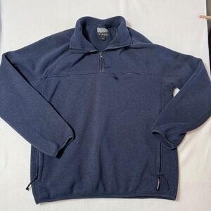 J Crew Nordic Fleece Qaurter Zip Pullover Sweatshirt Navy Blue Quarter Zip Sz L